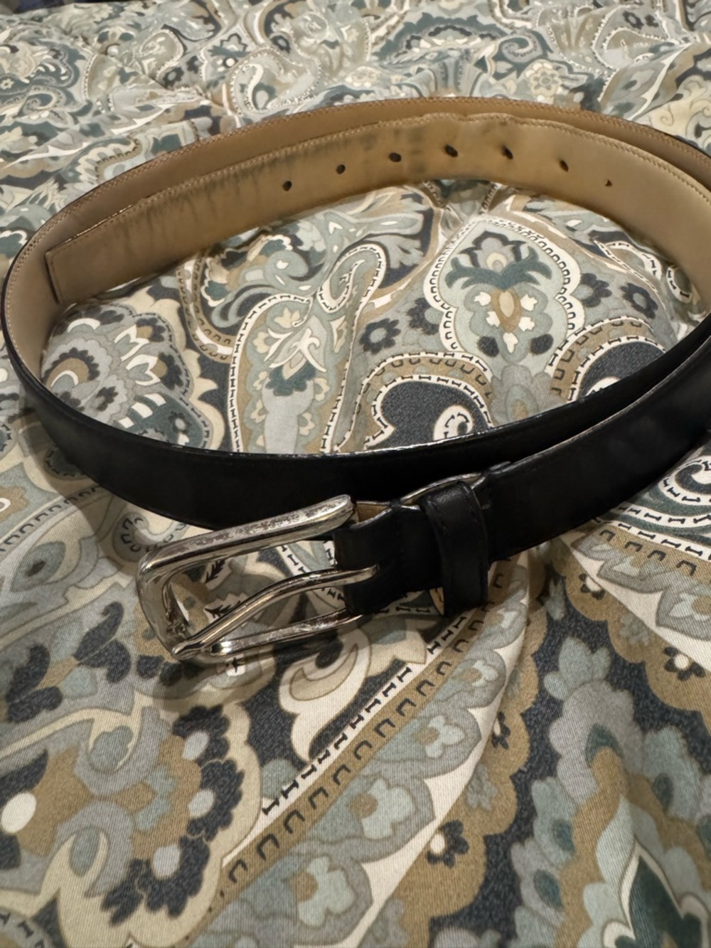 Coach Men's Classic Black Leather Belt with Silver Buckle